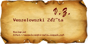 Veszelovszki Zéta névjegykártya